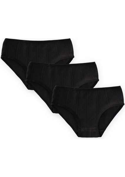 Üçlü Kız Külot Set 2-9 Yaş Siyah