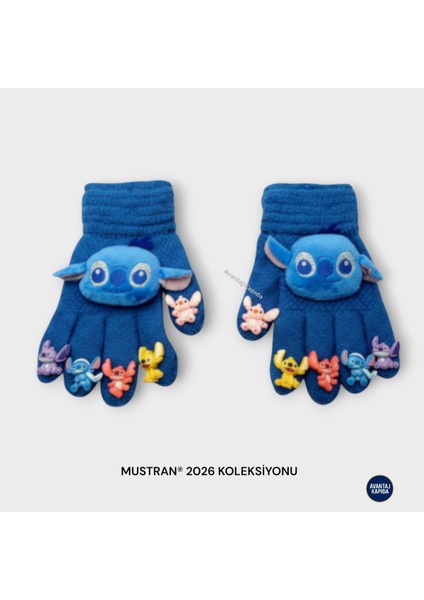 Çocuk Karakter Figürlü Peluş Triko Eldiven | 4-12 Yaş Esnek Kumaşlı Sıcak Tutucu Kışlık