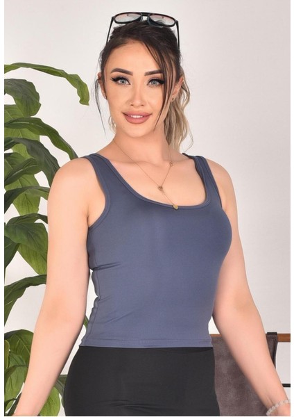 Esnek Kumaşlı Rahat Kesim Basic Fit Kolsuz Atlet - Mavi