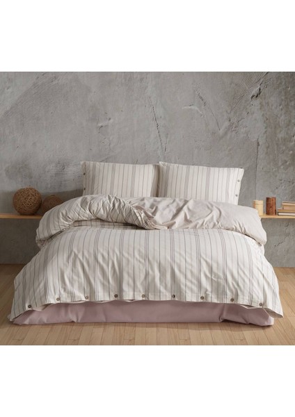 Natural Çizgili Nevresim Takımı