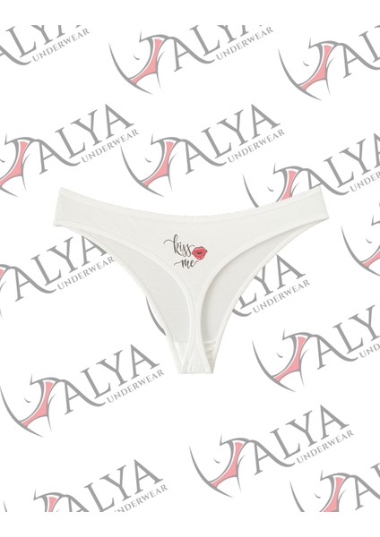 Yeni Yıl Temalı Baskılı String, Beyaz Tanga Külot (Kiss Me Baskılı) Tekli Paket, S fırsatları