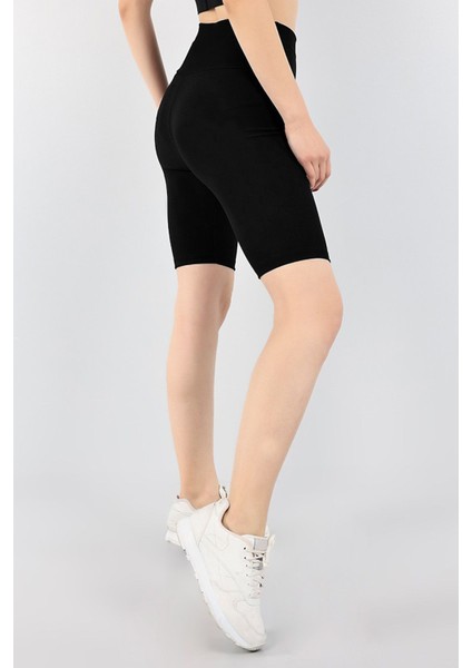 Şort Tayt Toparlayıcı Etkili Siyah Yüksek Bel Kadın Günlük ve Spor Kısa Taytı - Siyah indirimleri