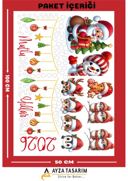 Sevimli Yılbaşı Sticker Seti - Noel Baba, Kardan Adam, Yeni Yıl Etiketleri & Yılbaşı Kapı Cam Süsü fiyatları