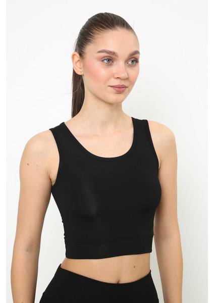 Askılı Body Crop Top Üst - Siyah