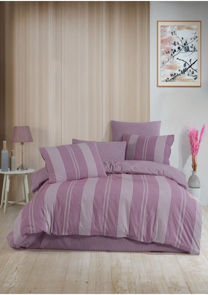 Natural Çizgili Nevresim Takımı