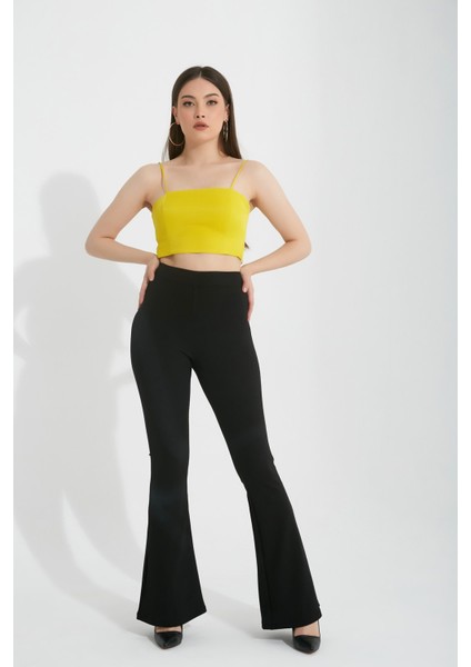 Kadın Yüksek Bel Ispanyol Paça Tayt Pantolon