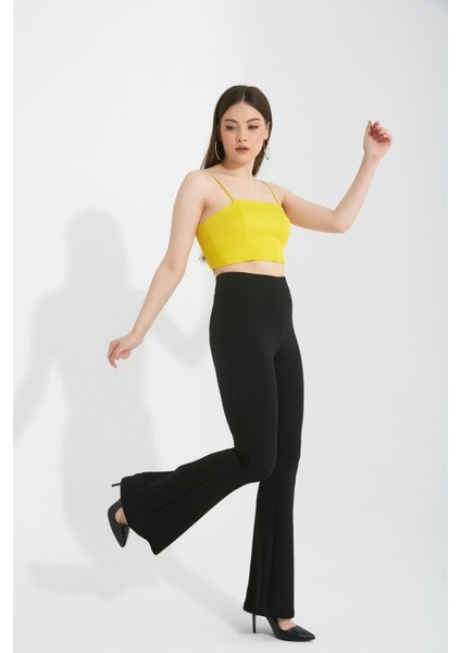 Kadın Yüksek Bel Ispanyol Paça Tayt Pantolon