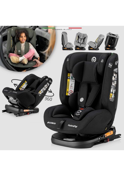 ModenaFix 2 360° Dönen I-Size Oto Koltuğu İsoFix 40-150 CM 0-36 KG Siyah