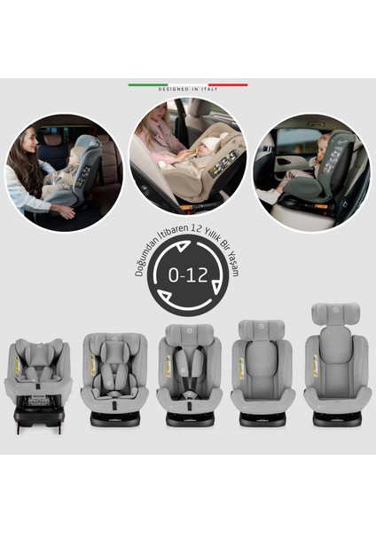 ModenaFix 2 360° Dönen I-Size Oto Koltuğu İsoFix 40-150 CM 0-36 KG Siyah modelleri