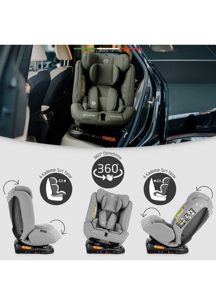 ModenaFix 2 360° Dönen I-Size Oto Koltuğu İsoFix 40-150 CM 0-36 KG Siyah indirimleri