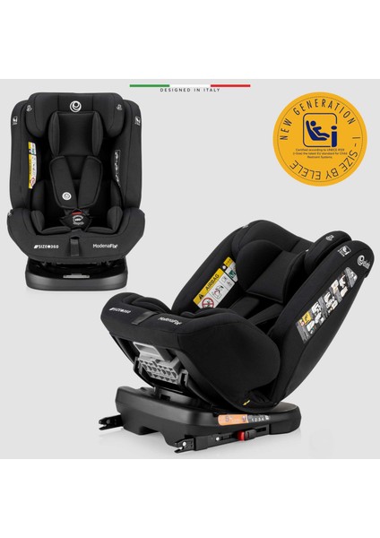 ModenaFix 2 360° Dönen I-Size Oto Koltuğu İsoFix 40-150 CM 0-36 KG Siyah