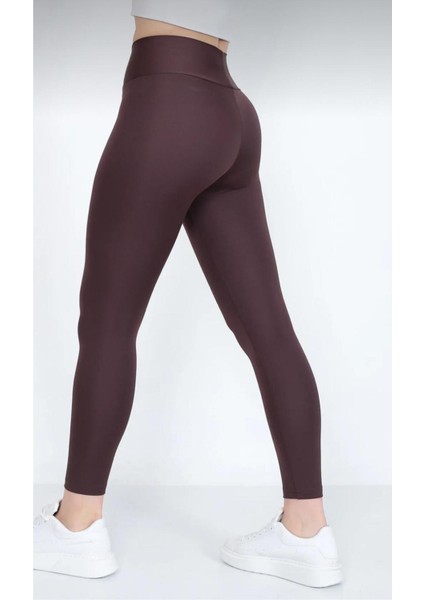 Kadın Toparlayıcı Etkili Yüksek Bel Çapraz Kemer Tayt - Kahverengi fiyatları