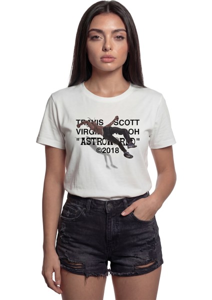 ''travis Scott Astroworld'' Müzik Temalı Baskılı %100 Pamuk Rahat Kesim Premium Kadın Tişört