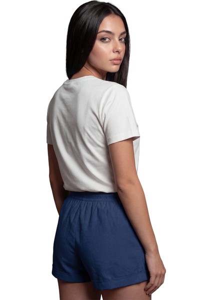 ''borfend'' Sanatsal Mavi Fiyonk Baskılı %100 Pamuk Rahat Kesim Premium Kadın Tişört modelleri