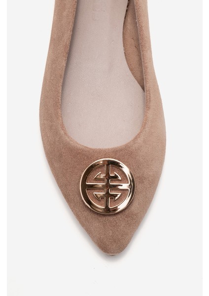 Kadın Sivri Burun Tokalı Babet Gerçek Süet Deri Zy 4050 Vizon fiyatları