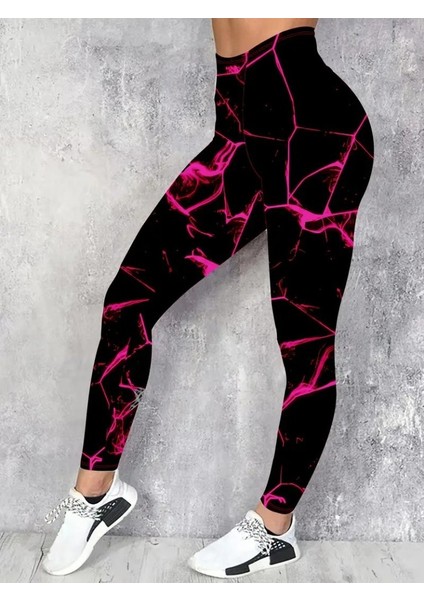 Cottonlab Kadın Yüksek Bel Renk Detaylı Dalgıç Tayt