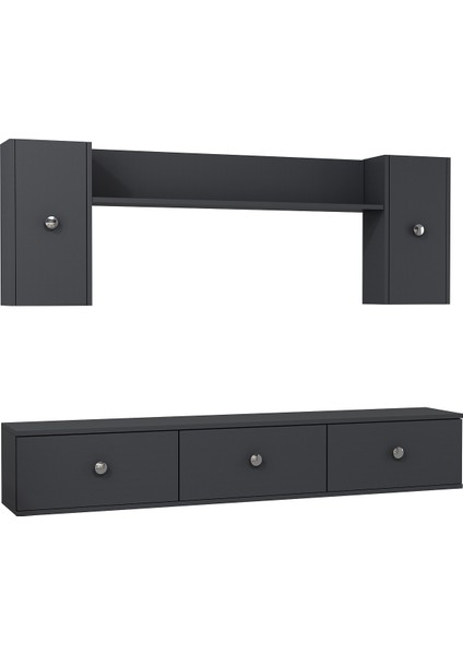 1334TV180-1DD Duvara Montaj Tv Sehpası, Tv Ünitesi Antrasit-Gümüş fırsatları
