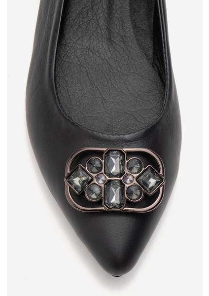 Kadın Sivri Burun Tokalı Babet Gerçek Deri Zy 4052 Siyah fiyatları