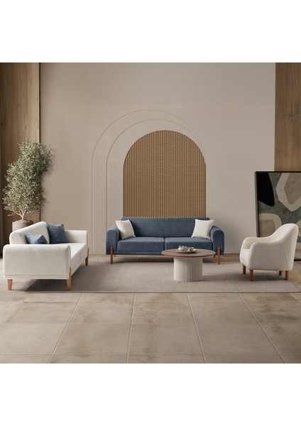 Mocha Plus Sırt Mekanizmalı Koltuk Takımı 3+3+1 Mavi fiyatları