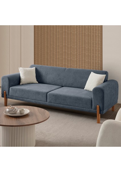 Mocha Plus Sırt Mekanizmalı Koltuk Takımı 3+3+1 Mavi