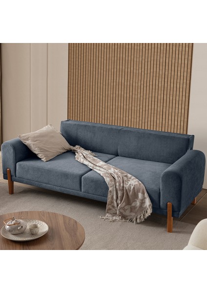 Mocha Plus Sırt Mekanizmalı Koltuk Takımı 3+3+1 Mavi