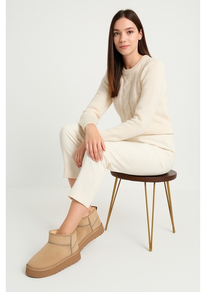 Kadın Kalın Taban Süet Bot Platform Topuklu Vizon En Iyi Muadil Içi Kürklü Ug Model Bot & Bootie modelleri