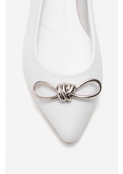 Kadın Sivri Burun Tokalı Babet Gerçek Deri Zy 4053 Beyaz fiyatları