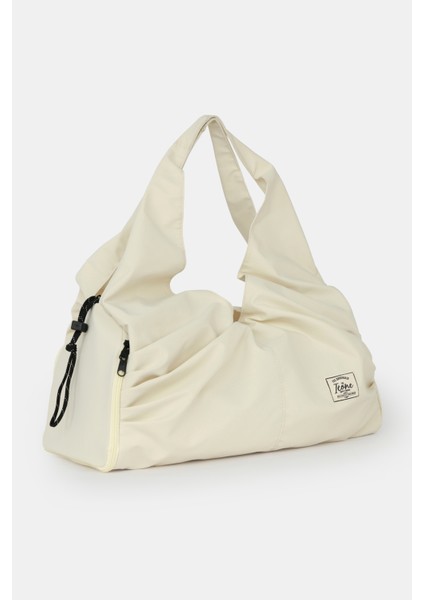 Icone Pliseli Fermuarlı Yoga Çantası, Fitness Çantası, Gym Heybe Görünümlü Pliseli Krem Spor Çantası fiyatları