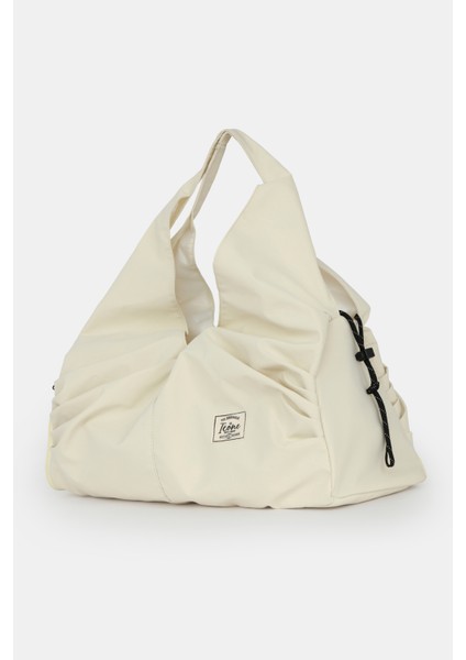 Icone Pliseli Fermuarlı Yoga Çantası, Fitness Çantası, Gym Heybe Görünümlü Pliseli Krem Spor Çantası modelleri