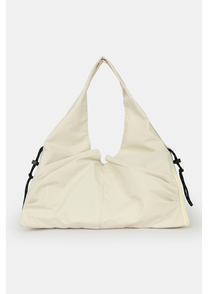 Icone Pliseli Fermuarlı Yoga Çantası, Fitness Çantası, Gym Heybe Görünümlü Pliseli Krem Spor Çantası fırsatları