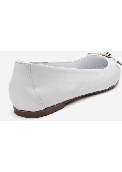 Kadın Sivri Burun Tokalı Babet Gerçek Deri Zy 4053 Beyaz fırsatları