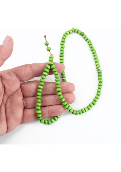 Ağaç Yeşil Habbe 99LUK Tekerlek Kesim 6.5X5MM Namaz Tesbihi fiyatları