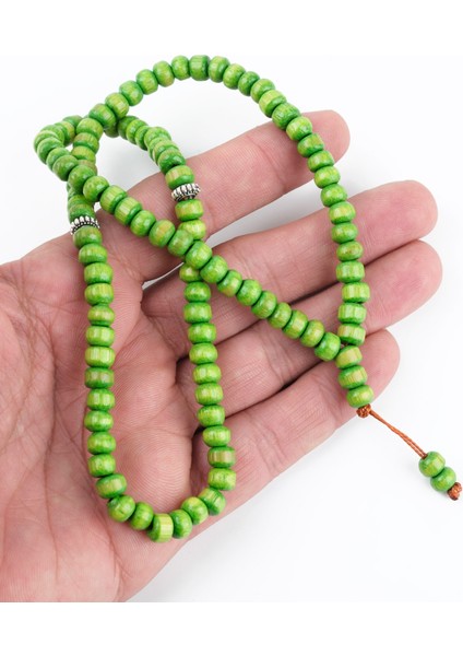 Ağaç Yeşil Habbe 99LUK Tekerlek Kesim 6.5X5MM Namaz Tesbihi modelleri