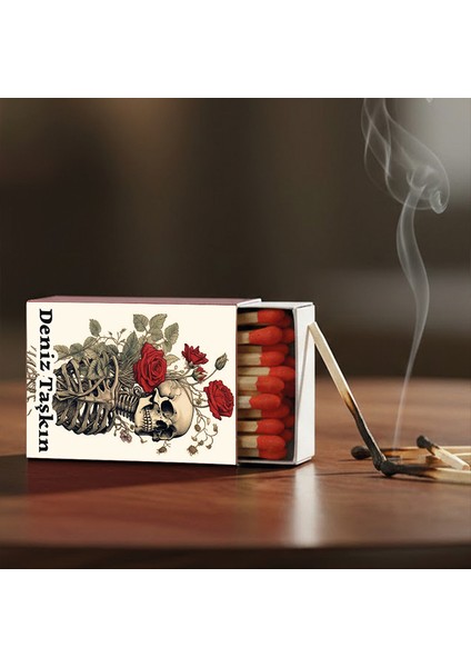 Kişiye Özel Isimli Kibrit Iskelet Kurukafa Baskılı Hediyelik Tasarım Kibrit fiyatları