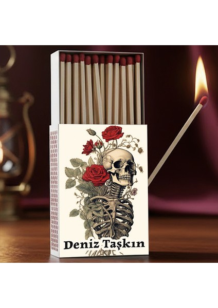 Kişiye Özel Isimli Kibrit Iskelet Kurukafa Baskılı Hediyelik Tasarım Kibrit modelleri