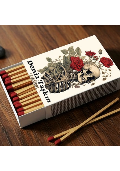 Kişiye Özel Isimli Kibrit Iskelet Kurukafa Baskılı Hediyelik Tasarım Kibrit fırsatları