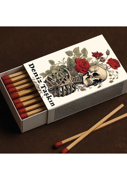 Kişiye Özel Isimli Kibrit Iskelet Kurukafa Baskılı Hediyelik Tasarım Kibrit indirimleri