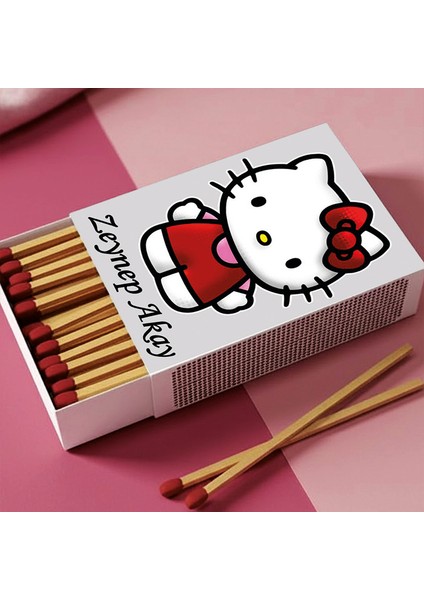 Kişiye Özel Isimli Kibrit Hello Kitty Baskılı Hediyelik Tasarım Kibrit