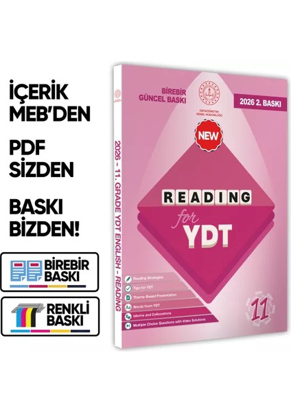 2026 Ydt Mebi Ingilizce 11.sınıf Reading Okuma-Anlama Kitabı Soru Bankası Video Çözümlü Baskı Ücreti
