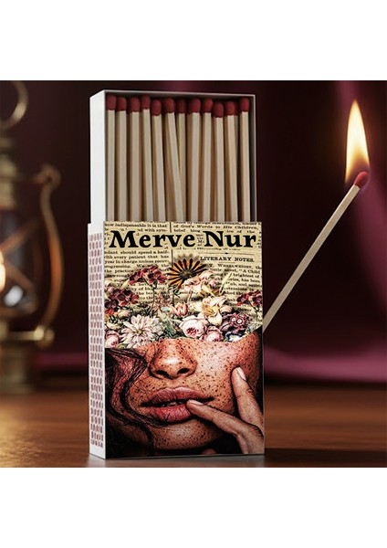 Kişiye Özel Isimli Kibrit Kadın Çiçek Baskılı Hediyelik Tasarım Kibrit modelleri