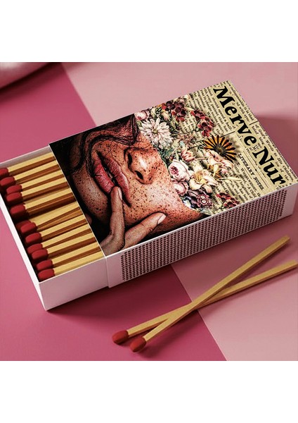 Kişiye Özel Isimli Kibrit Kadın Çiçek Baskılı Hediyelik Tasarım Kibrit fırsatları