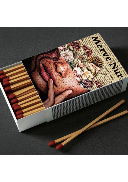 Kişiye Özel Isimli Kibrit Kadın Çiçek Baskılı Hediyelik Tasarım Kibrit indirimleri