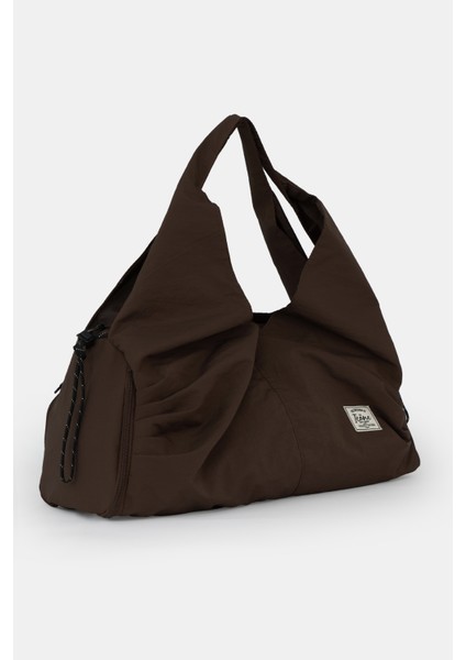 Icone Pliseli Fermuarlı Yoga Çantası, Fitness Çantası, Gym Heybe Görünümlü Pliseli Kahve Spor Çanta fırsatları