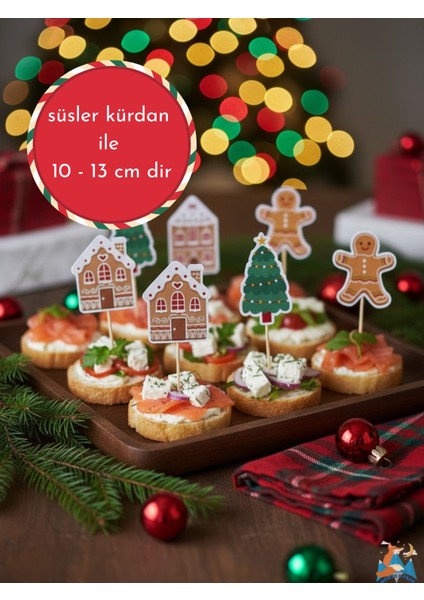 Yılbaşı Temalı Kurabiye Ev Cupcake Kürdanı Süsleri 13 Adet 2026 Özel Yazılı fırsatları