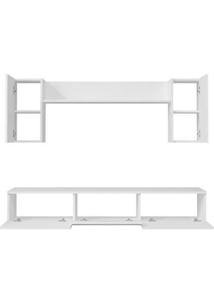 1334TV180-1DD Duvara Montaj Tv Sehpası, Tv Ünitesi Beyaz-Altın fiyatları