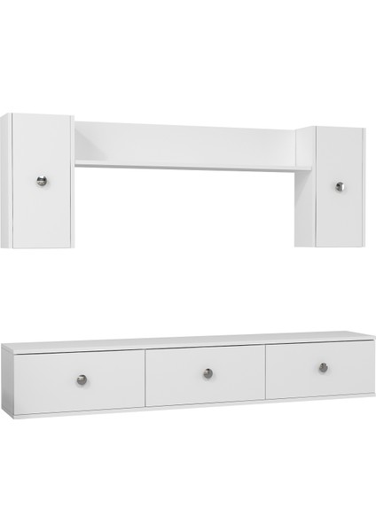 1334TV180-1DD Duvara Montaj Tv Sehpası, Tv Ünitesi Beyaz-Altın indirimleri