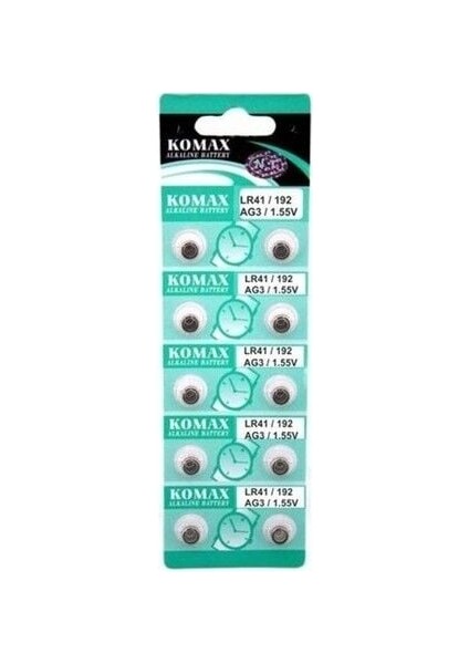 Ag3 Saat Pili - Düğme Pil 10LU Paket LR41/192 1.55V