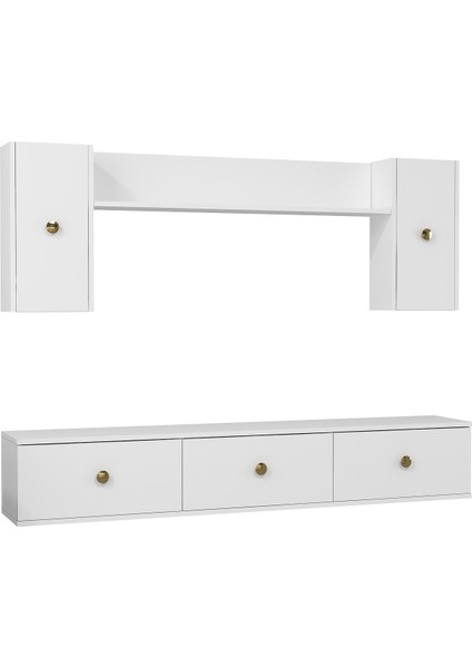 1334TV180-1DD Duvara Montaj Tv Sehpası, Tv Ünitesi Beyaz-Gümüş fırsatları