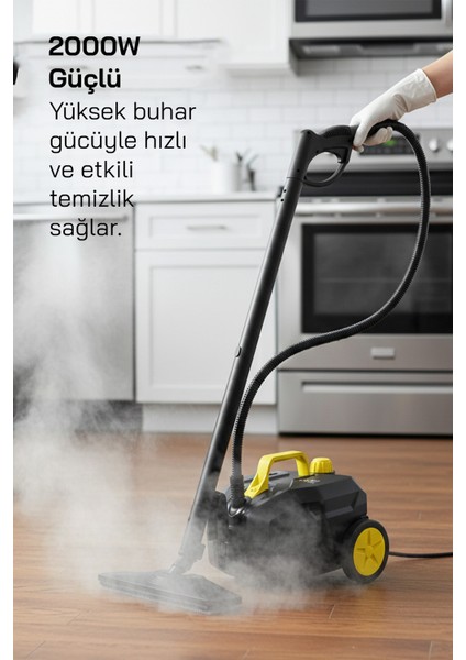 2000W 5 Bar Yüksek Basınçlı, 15 Başlıklı, 2 Lt, 110°C Profesyonel Buharlı Temizleyici SSC-6428 modelleri