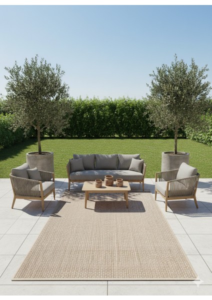 Fendy Kaymaz Taban Antre Hol Mutfak Balkon Bahçe ve Diğer Yaşam Alanları Için Jüt Sisal Halı